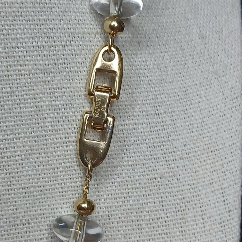 Vintage NAPIER Necklace Clear And Opalescent Lucite Beads